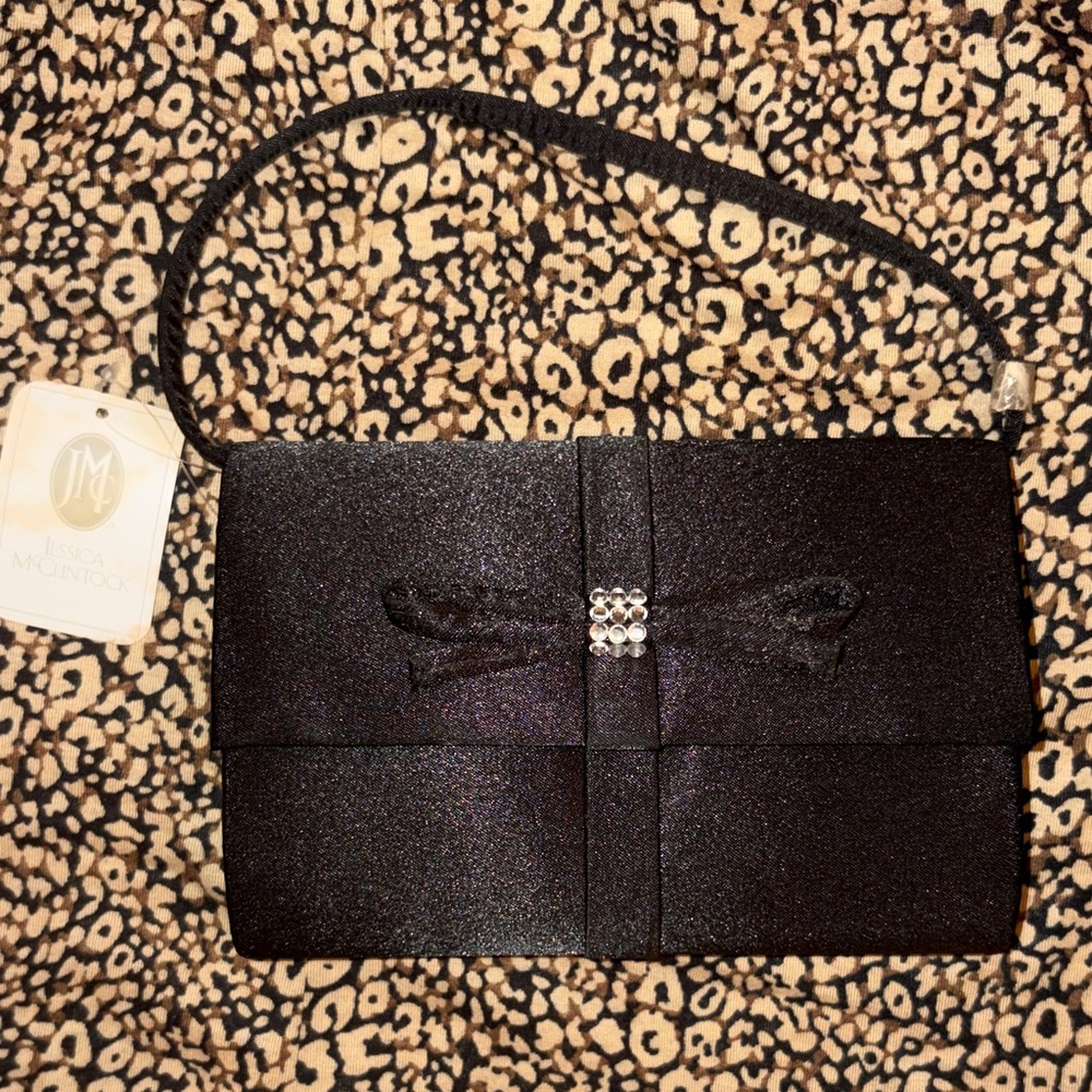 Elegant Black Evening Clutch by Jessica McClintock